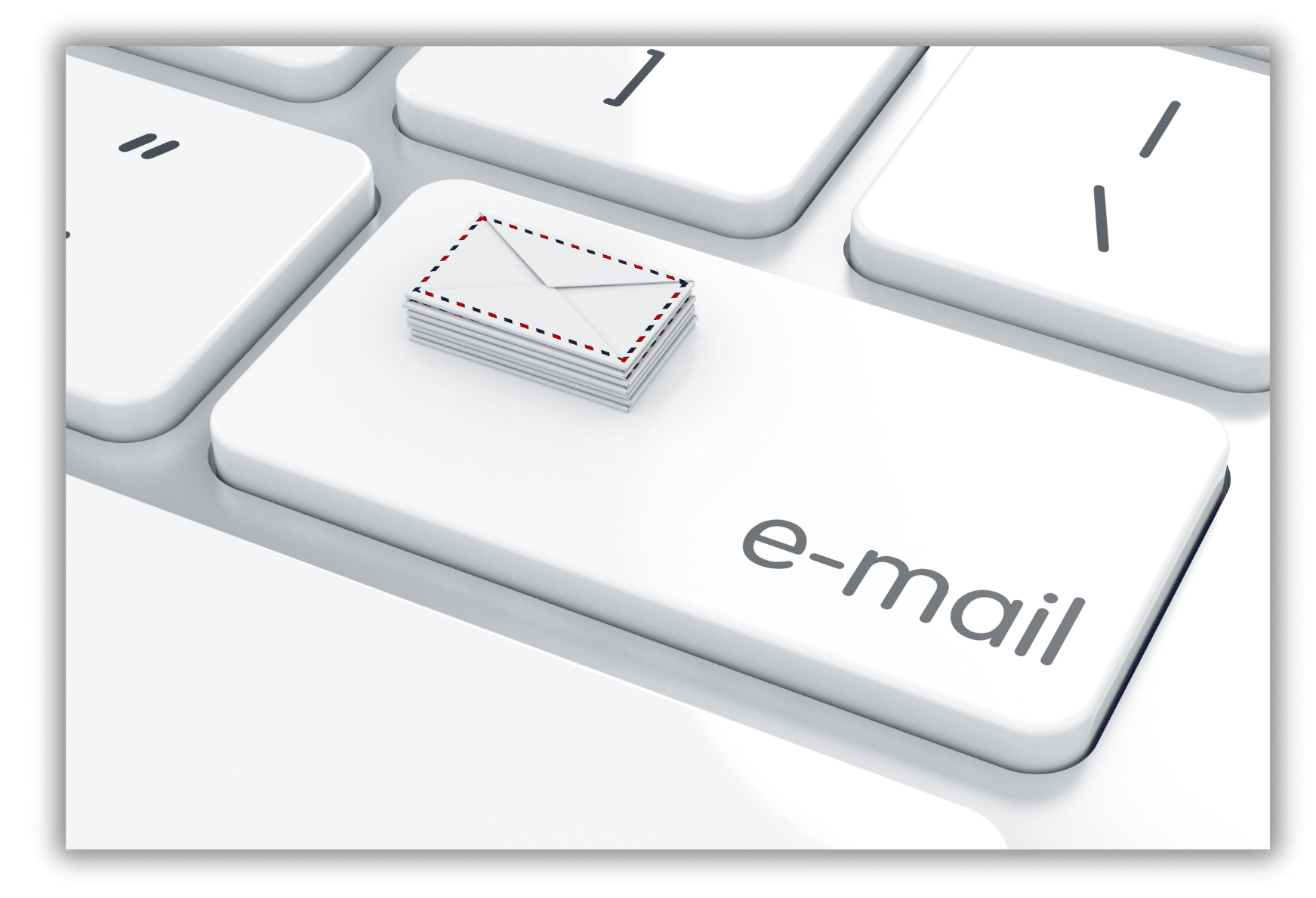 White keyboard button with email