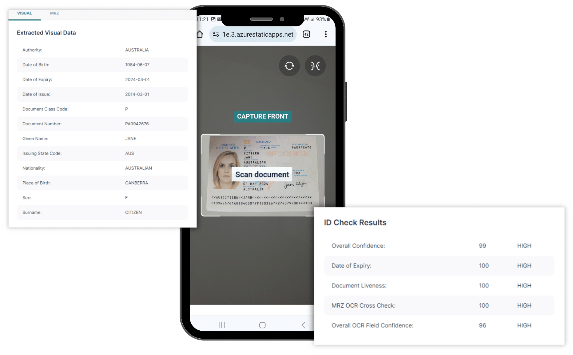 Document Verification on Mobile with Extracted Data