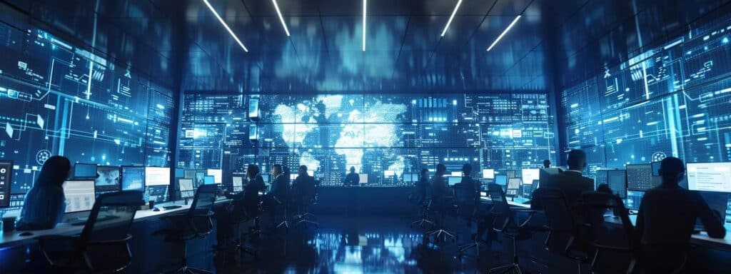 a sleek, modern office setting showcases a diverse team of professionals engaged in a dynamic strategy meeting, surrounded by digital screens displaying regulatory compliance frameworks and identity verification data, symbolizing the crucial intersection of technology and trust in consumer protection.