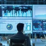 a sleek, modern office conference room is filled with focused professionals analyzing data on large screens, showcasing visual charts and graphs that highlight the complexities of transactional fraud detection.